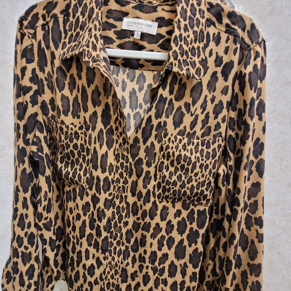 Jones New York Tops - Jones NY Animal Leopard Print Blouse  Size XL